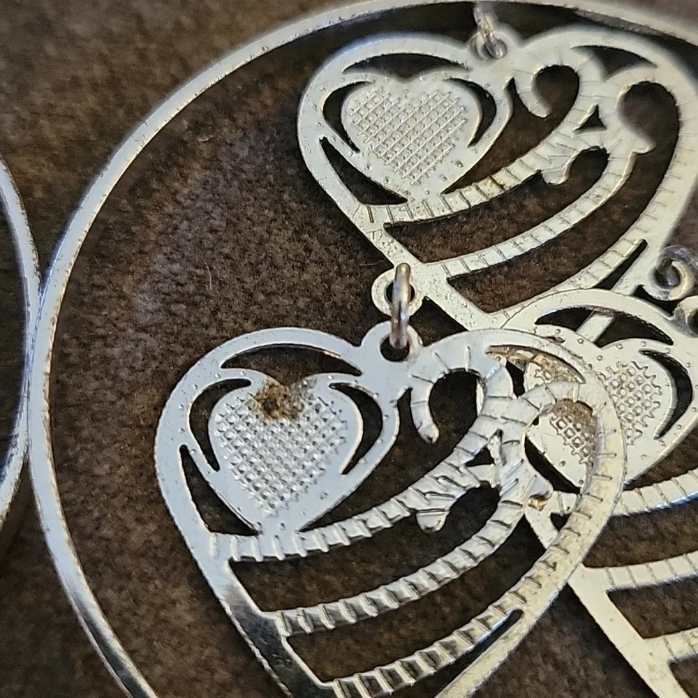 3/$30 Jumbo Heart Cluster Orbit Circle Valentine's Dangle Hook Earrings